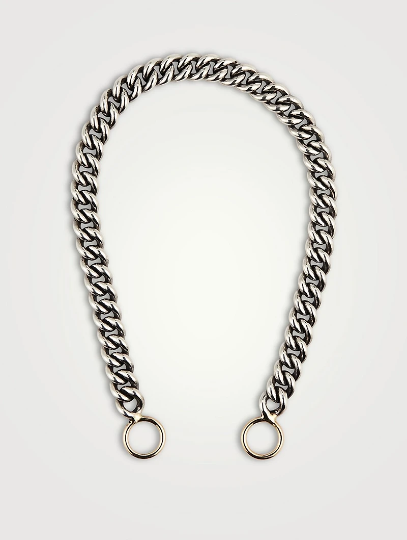 Inch Sterling Silver Heavy Curb Chain With Gold Loops