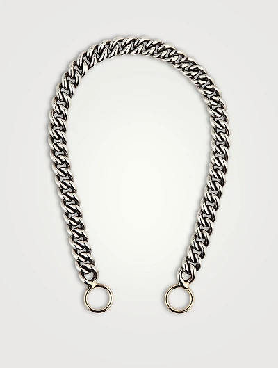 Inch Sterling Silver Heavy Curb Chain With Gold Loops