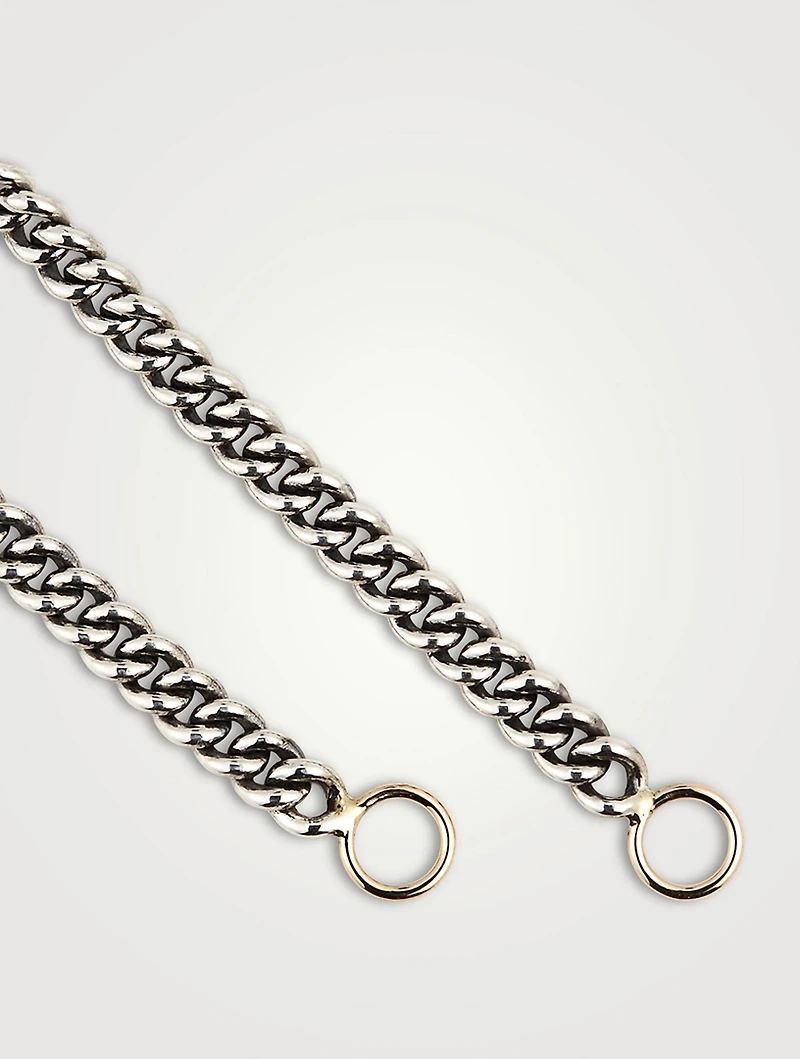 Inch Sterling Silver Heavy Curb Chain With Gold Loops
