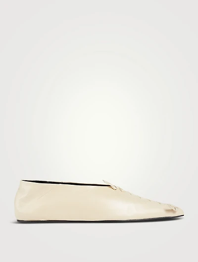 Whipstitched Leather Ballet Flats