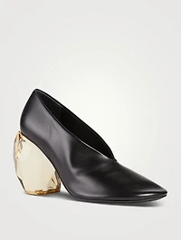 Perspex Heel Leather Pumps