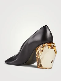 Perspex Heel Leather Pumps