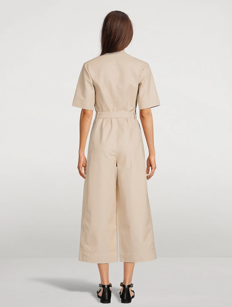 Faux Leather Wide-Leg Jumpsuit
