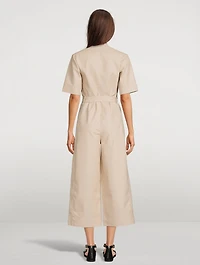 Faux Leather Wide-Leg Jumpsuit