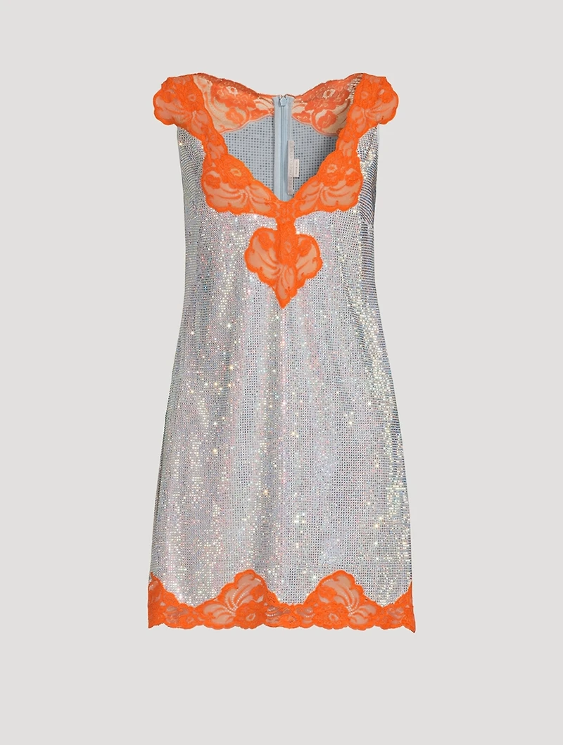 Embellished Silk Mini Dress