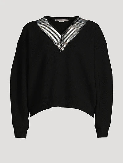 Crystal Mesh Wool Sweater