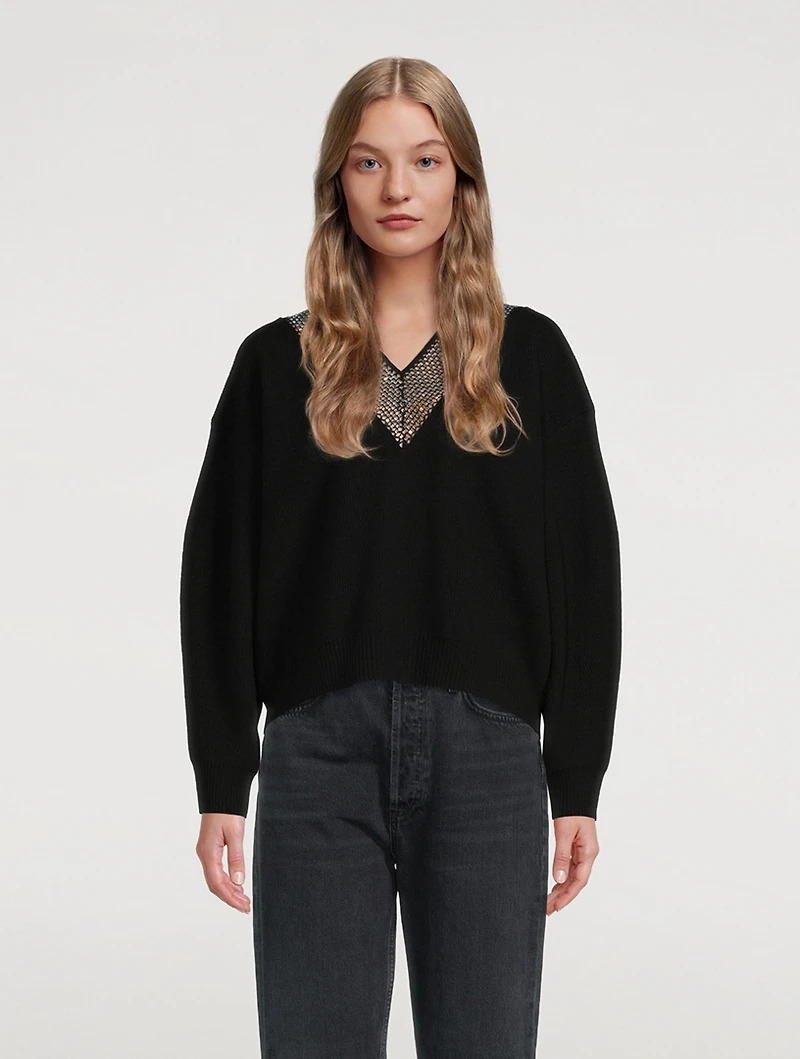 Crystal Mesh Wool Sweater