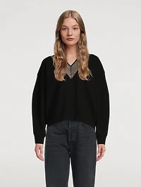 Crystal Mesh Wool Sweater