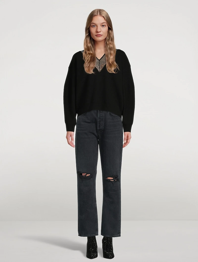 Crystal Mesh Wool Sweater