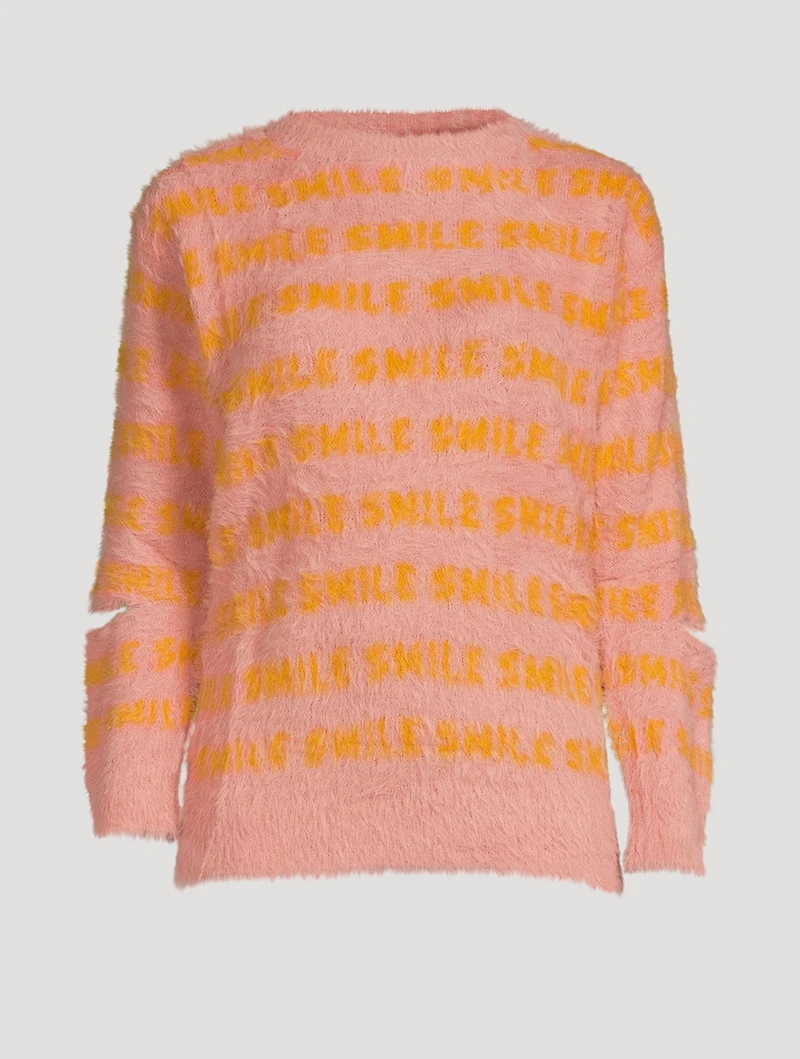 Smile Jacquard Sweater with Slits