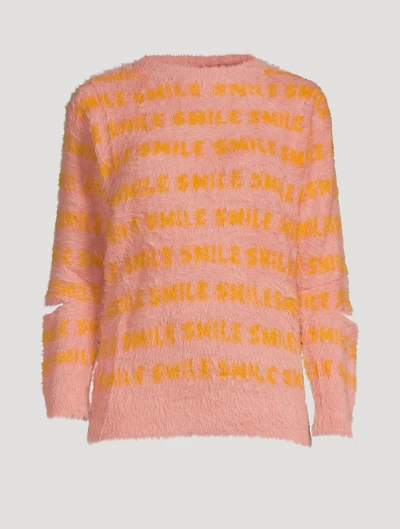 Smile Jacquard Sweater with Slits