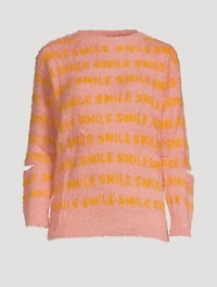 Smile Jacquard Sweater with Slits