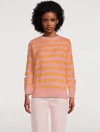Smile Jacquard Sweater with Slits