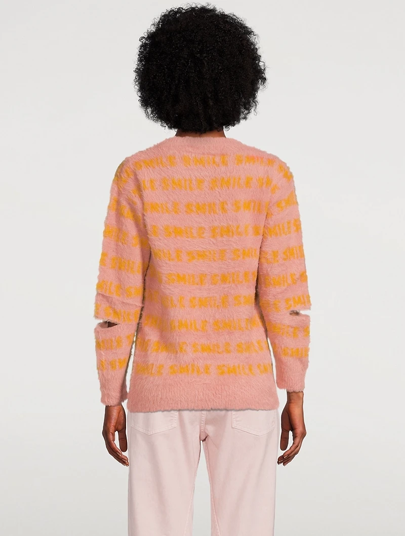 Smile Jacquard Sweater with Slits