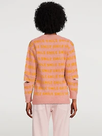 Smile Jacquard Sweater with Slits