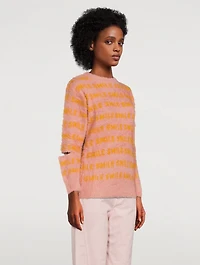 Smile Jacquard Sweater with Slits