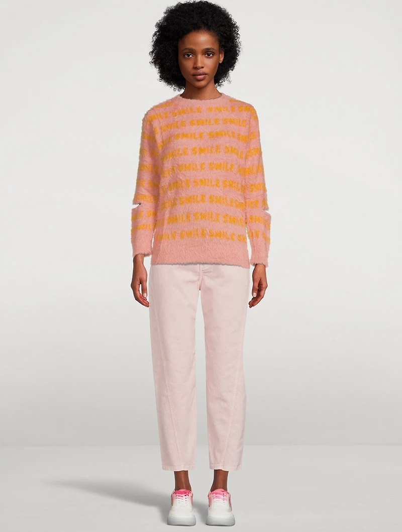 Smile Jacquard Sweater with Slits