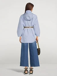 Hooded Anorak With Logo Belt