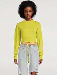 Wool And Cashmere Crop Tie Sweater