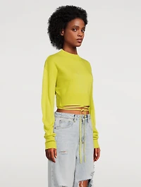 Wool And Cashmere Crop Tie Sweater