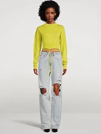 Wool And Cashmere Crop Tie Sweater