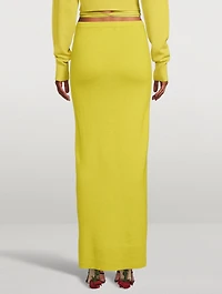 Wool And Cashmere Ruched Tie Long Skirt