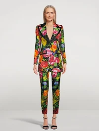 Turlington Mikado Stretch-Silk Blazer Bouquet Print