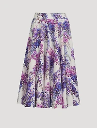 Cotton Poplin Midi Skirt Glicine Print