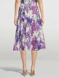 Cotton Poplin Midi Skirt Glicine Print