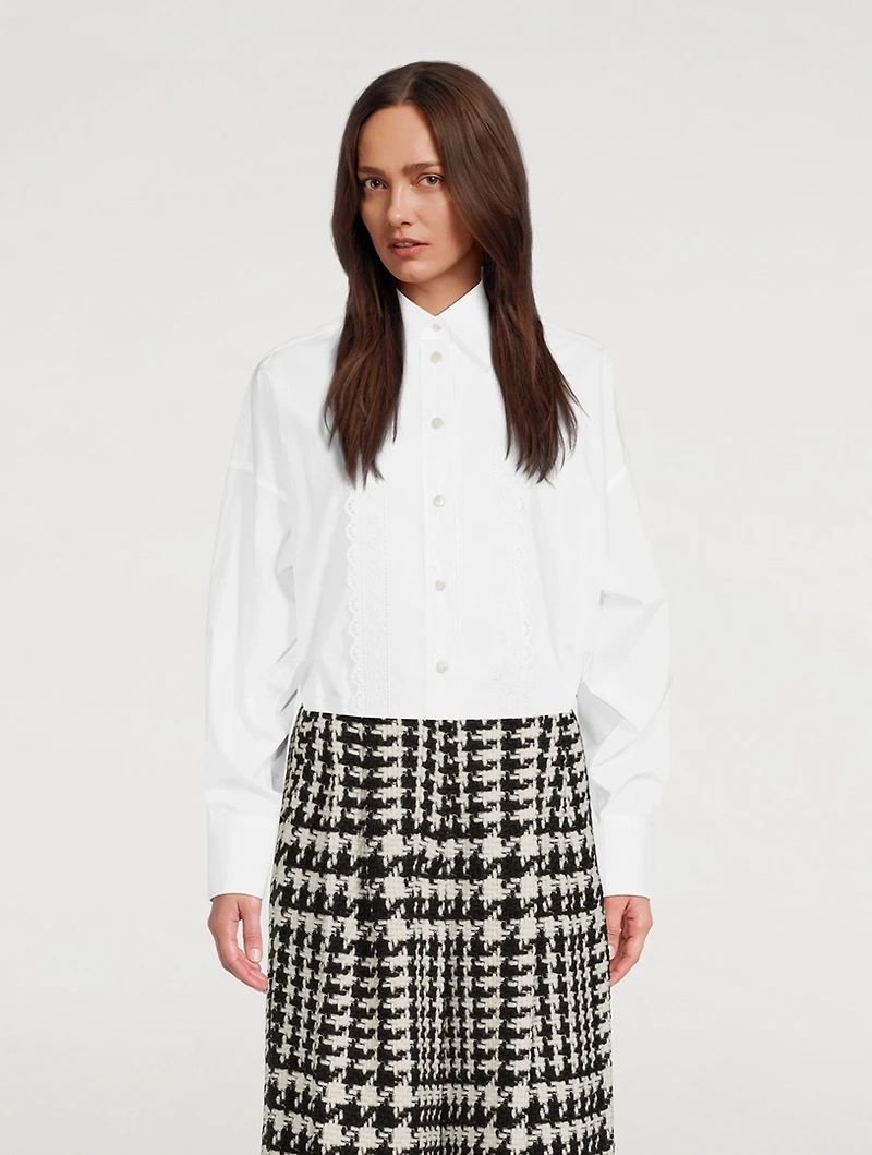 Poplin Shirt With Broderie Anglaise