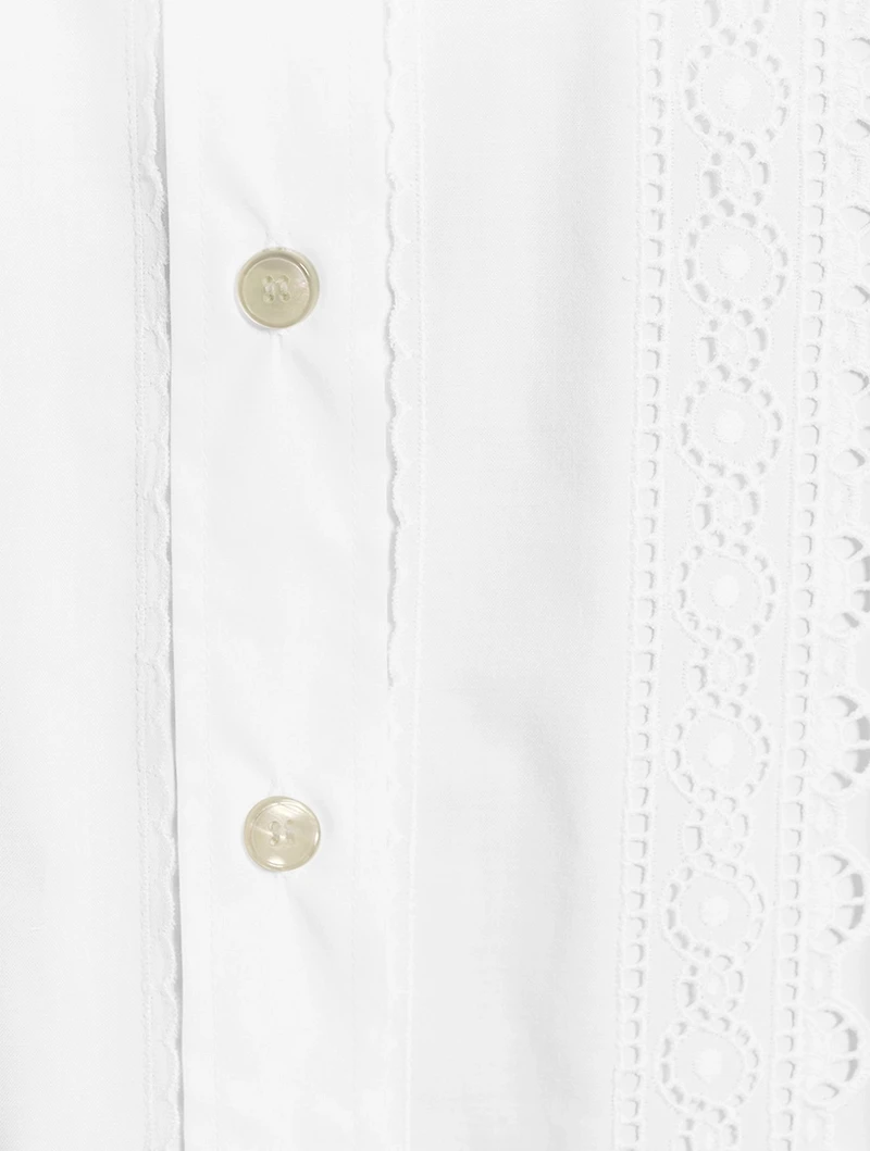Poplin Shirt With Broderie Anglaise