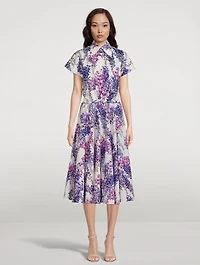 Short-Sleeve Tie Crop Shirt Glicine Print