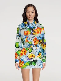 Poplin Shirt Hydrangea Print