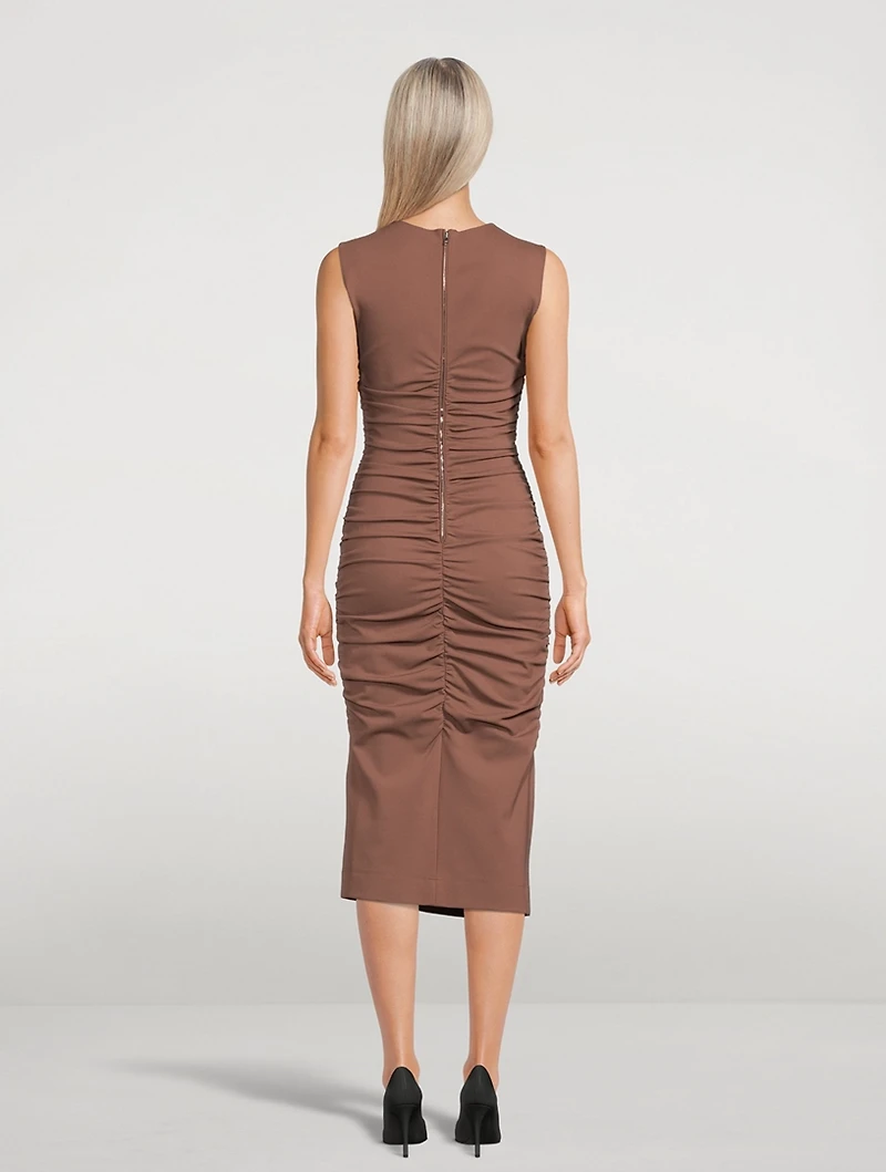 Draped Jersey Sleeveless Midi Dress