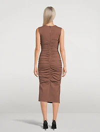 Draped Jersey Sleeveless Midi Dress