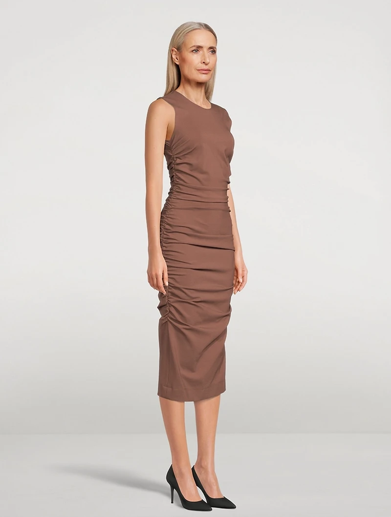 Draped Jersey Sleeveless Midi Dress