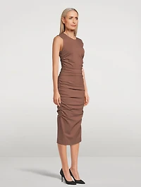 Draped Jersey Sleeveless Midi Dress