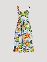 Bustier Midi Dress Hydrangea Print