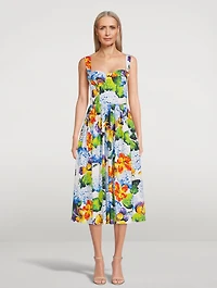 Bustier Midi Dress Hydrangea Print