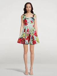 Poplin Mini Dress Pictoral Garden Print