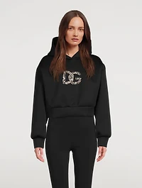 Crystal Logo Cropped Neoprene Hoodie