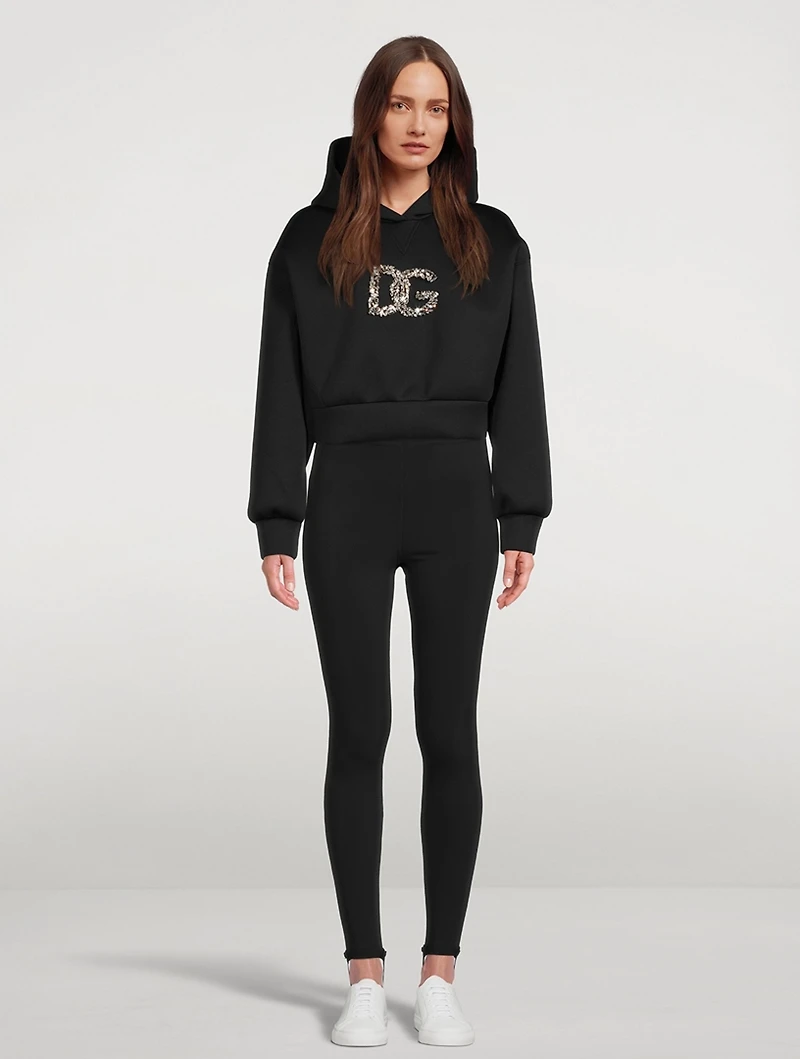 Crystal Logo Cropped Neoprene Hoodie