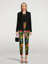 Mikado Silk Trousers Bouquet Print