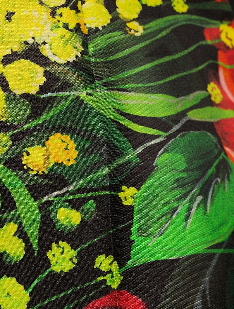 Mikado Silk Trousers Bouquet Print