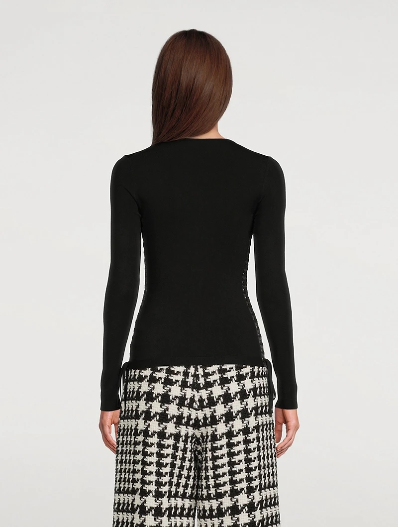 Scoopneck Sweater With Corset Detail