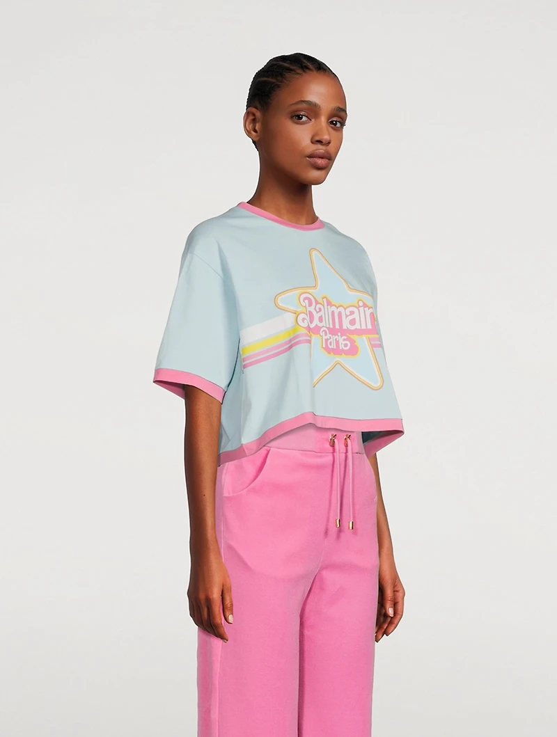 Balmain x Barbie Cropped Logo T-Shirt