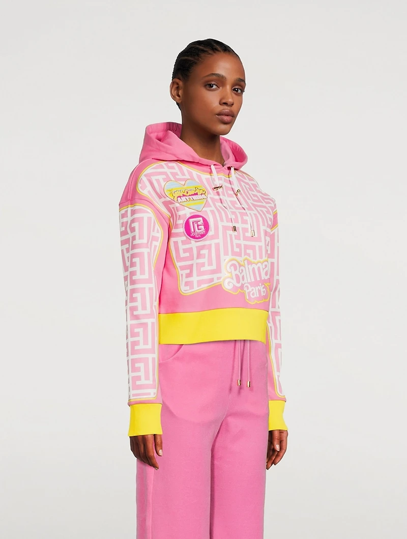 Balmain x Barbie Cropped Hoodie Monogram Print