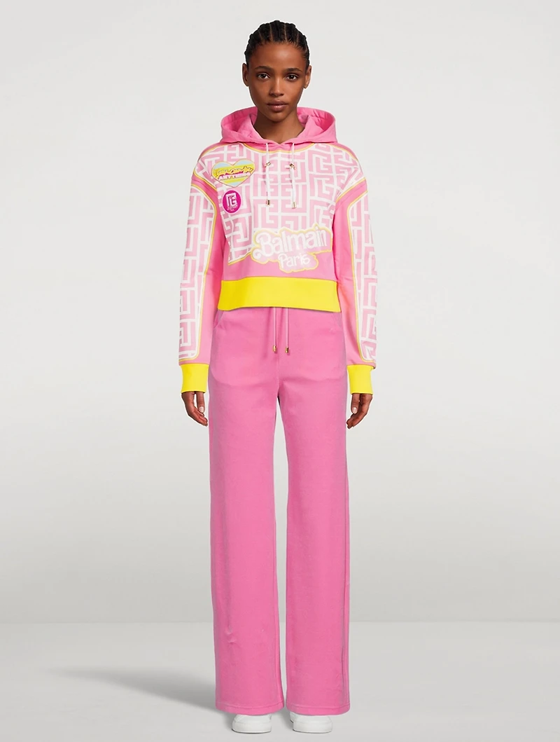 Balmain x Barbie Cropped Hoodie Monogram Print