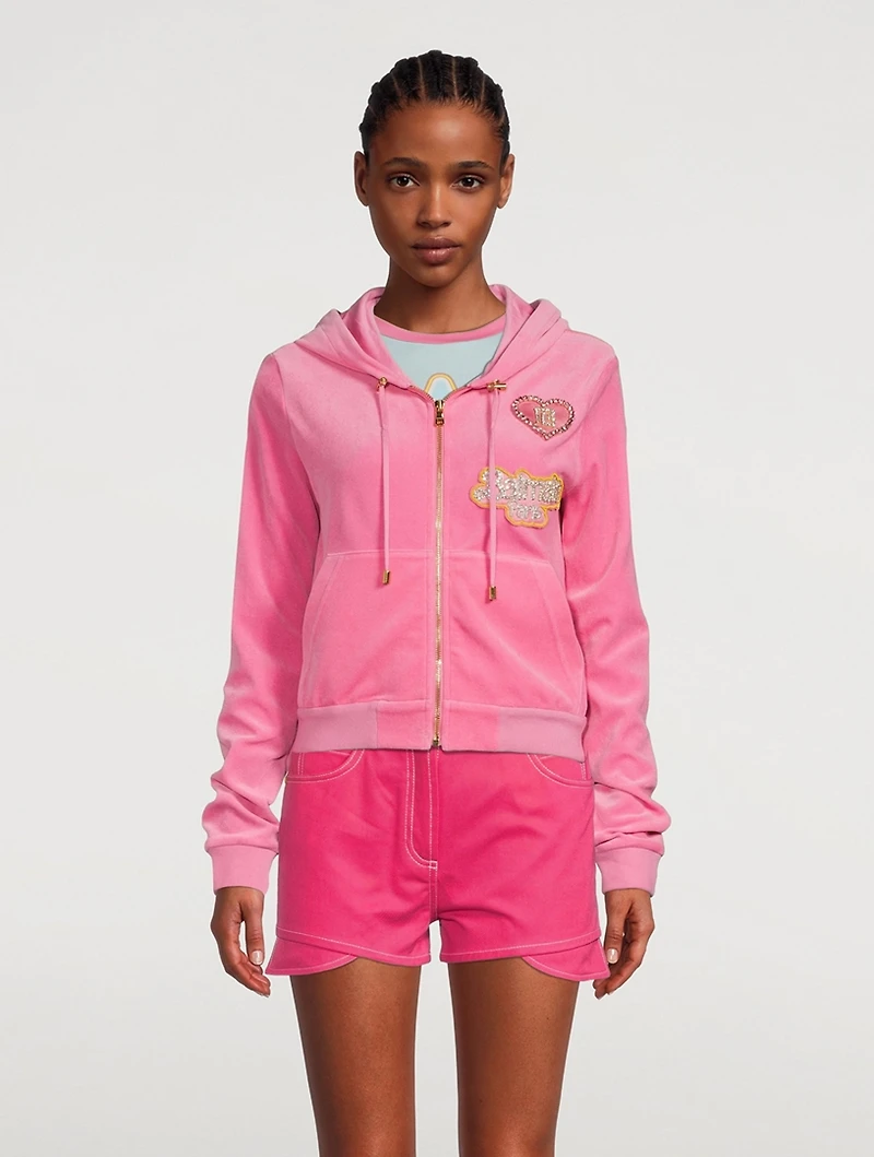 Balmain x Barbie Cropped Velvet Hoodie