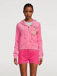 Balmain x Barbie Cropped Velvet Hoodie